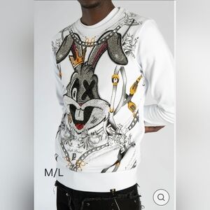 White Graphic Men's Sweater Bugs Bunny